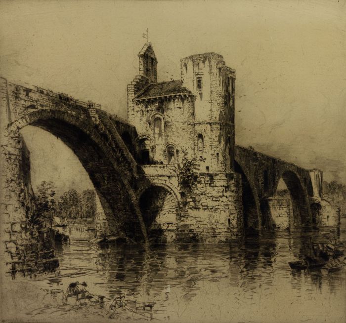 Hedley Fitton F.R.E. 1859-1929 - 1925 Etching, Pont at Avignon