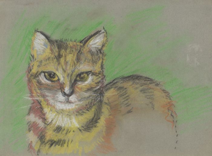 Deirdre Henty-Creer FRSA - Mid 20th Century Pastel, Cat