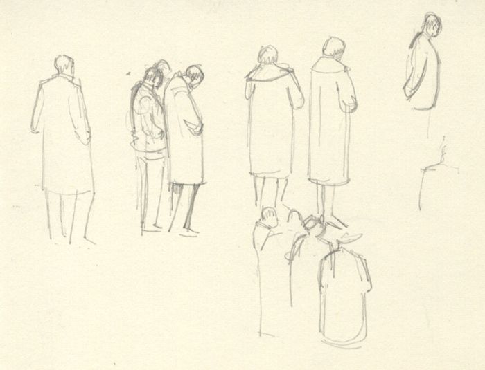 Frances Watt - Mid 20th Century Graphite Drawing, Standing Figures