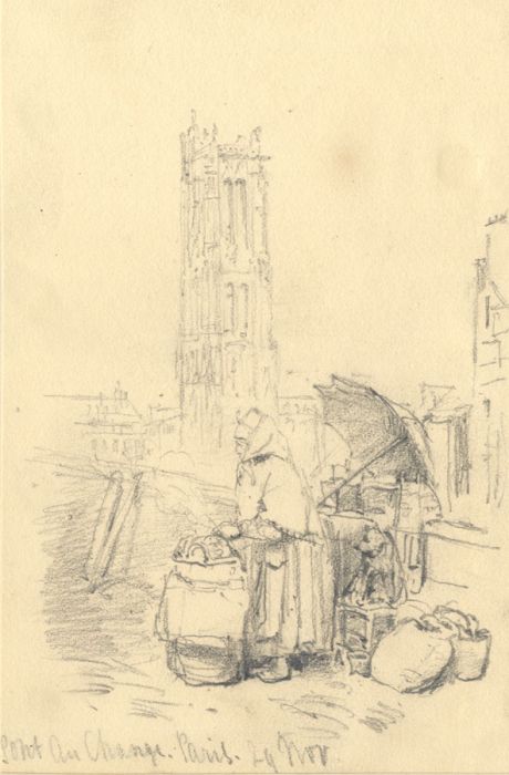 1868 Graphite Drawing - Pont au Change, Paris
