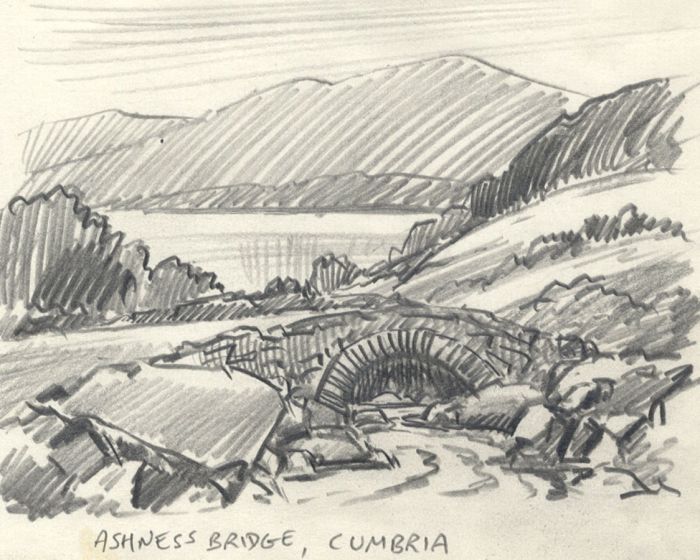 Keith Burtonshaw - Contemporary Graphite Drawing, Ashness Bridge, Cumbria