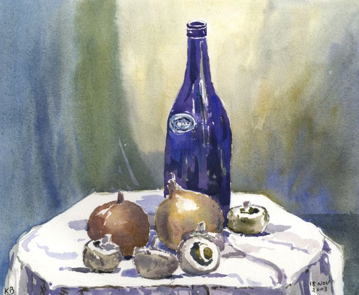 Keith Burtonshaw - 2003 Watercolour, Still Life with Mushrooms