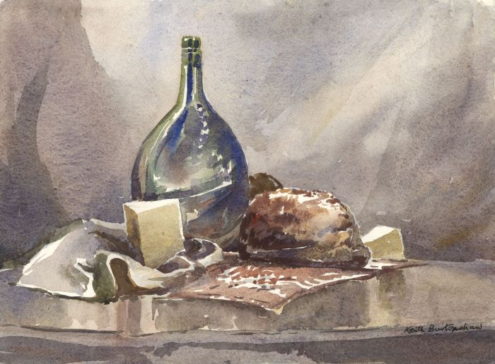 Keith Burtonshaw - Contemporary Watercolour, Still Life with Cheese