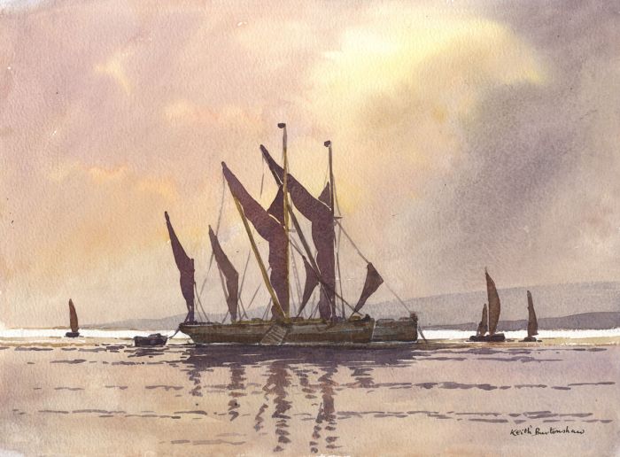 Keith Burtonshaw - 1999 Watercolour, Evening Moorings