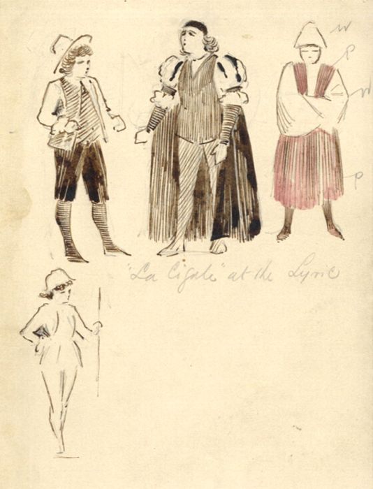 Charming 1891 Pen and Ink Drawing - "La Cigale" at the Lyric Theatre, London
