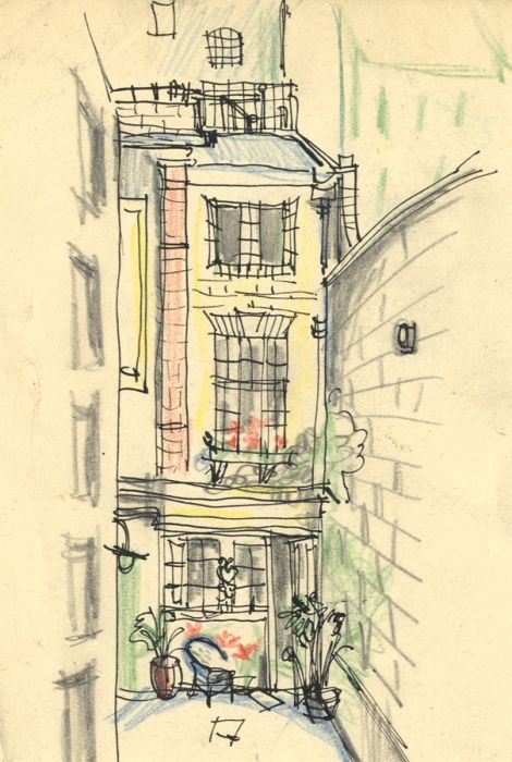 Early 20th Century Coloured Pencil - Shepherd Market, London