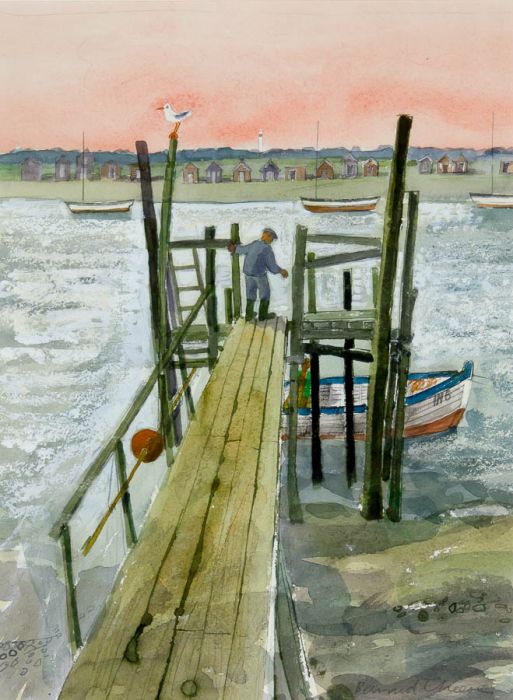 Bernard Cheese - Early 20th Century Watercolour, Over the Marshes to Southwold
