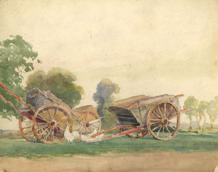 1921 Watercolour - Carts, Lowes Farm