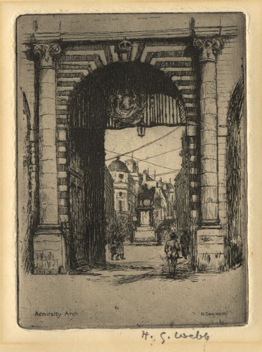 Harry George Webb - Late 19th Century Etching, Admiralty Arch, London