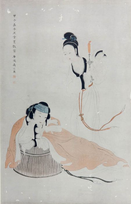 Chinese Contemporary Oriental Print - Two Ladies