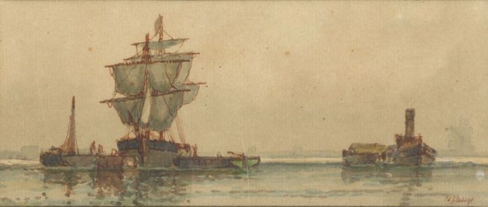 F J Aldridge - 19th Century Watercolour, Ships at Sea