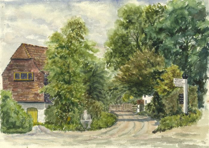 Philip Watts - Mid 20th Century Watercolour, Country Crossroads, East Sussex