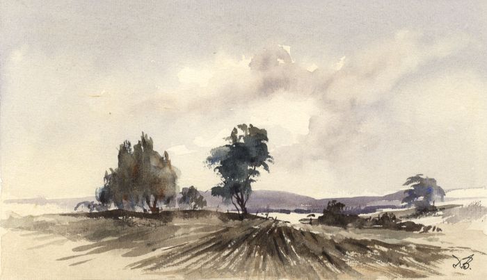 Duncan Bruce - 1987 Watercolour, Plough Ground