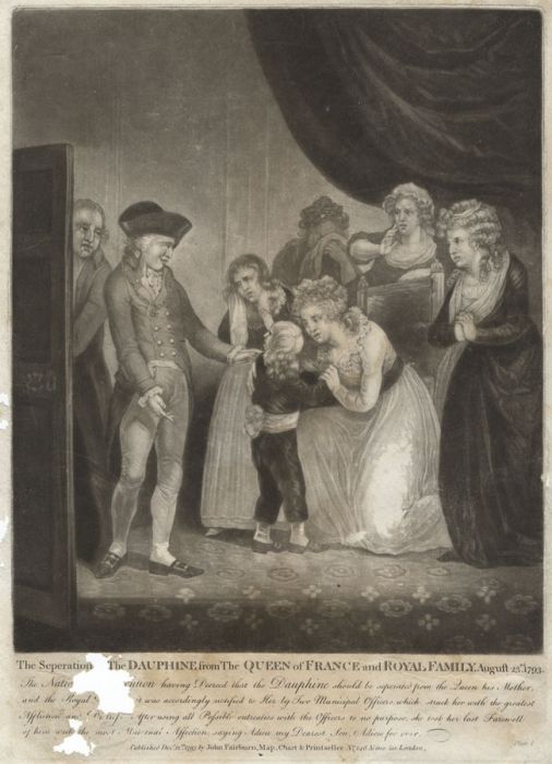 1793 Mezzotint - The Separation of the Dauphine from the Queen of France