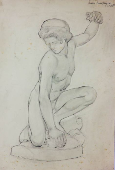 Mary Hodgkinson - Early 20th Century Graphite Drawing, Figure Sculpture
