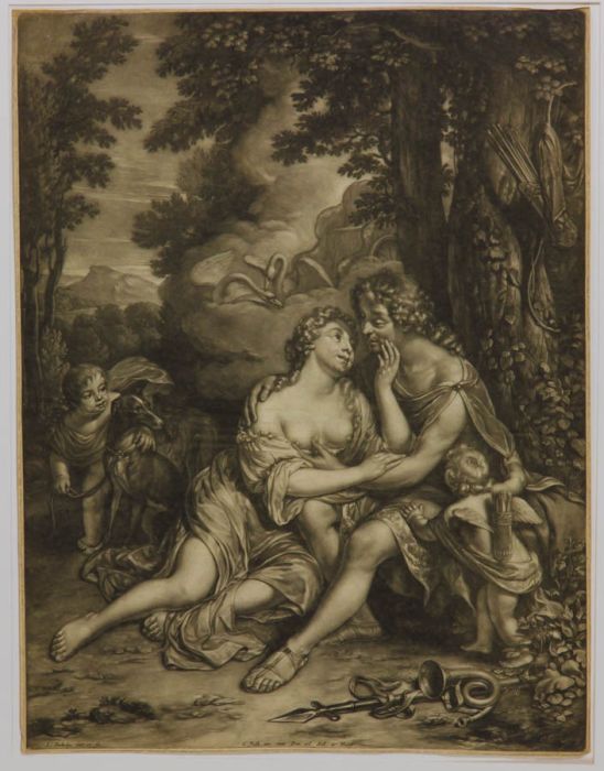 Johannes I Verkolje - 17th Century Mezzotint, Venus and Adonis