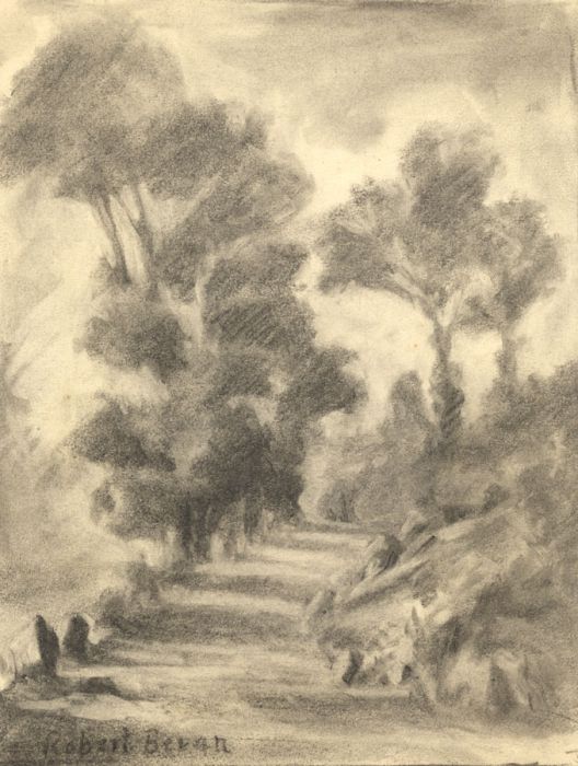 Style of Robert Bevan - Mid 20th Century Charcoal Drawing, Country Path