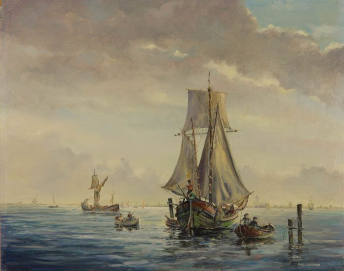 George M. Carter - 1978 Oil, Peaceful Moorings