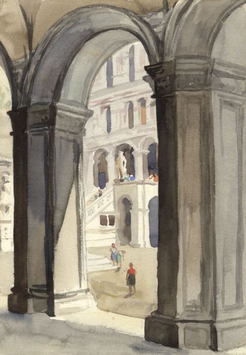 Mid 20th Century Watercolour - Palazzo Ducale, Venice