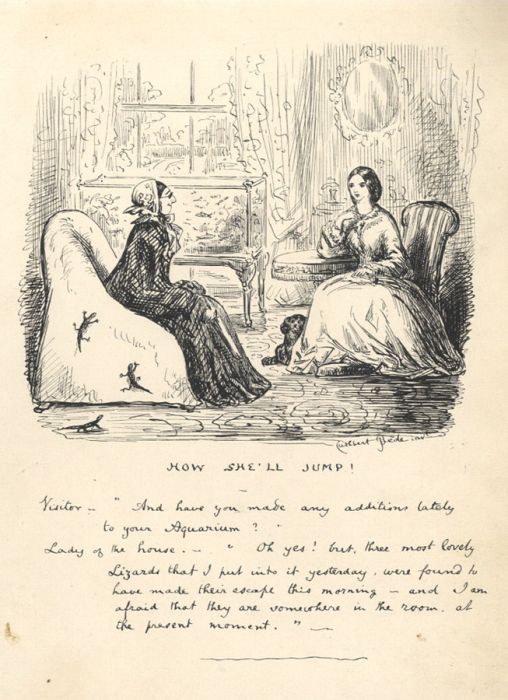 Cuthbert Bede - 19th Century Pen and Ink Drawing, "How She'll Jump!"