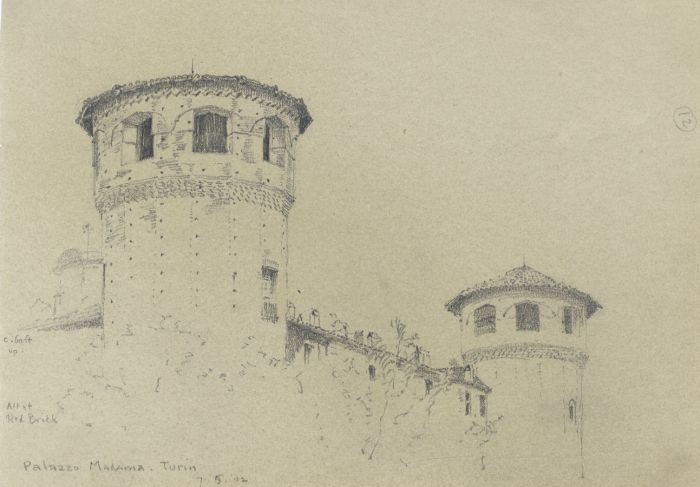 Walter Gandy - 1902 Graphite Drawing, Palazzo Madama, Turin