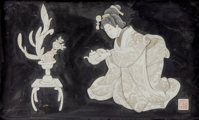 Japanese Early 20th Century Shibayama Panel - Geisha