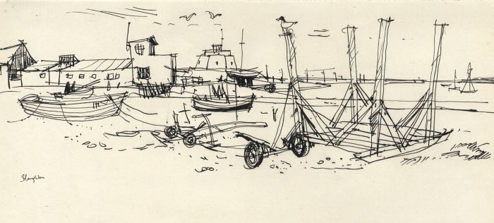 Paul Sharp - Mid 20th Century Pen and Ink Drawing, Slaughden Quay