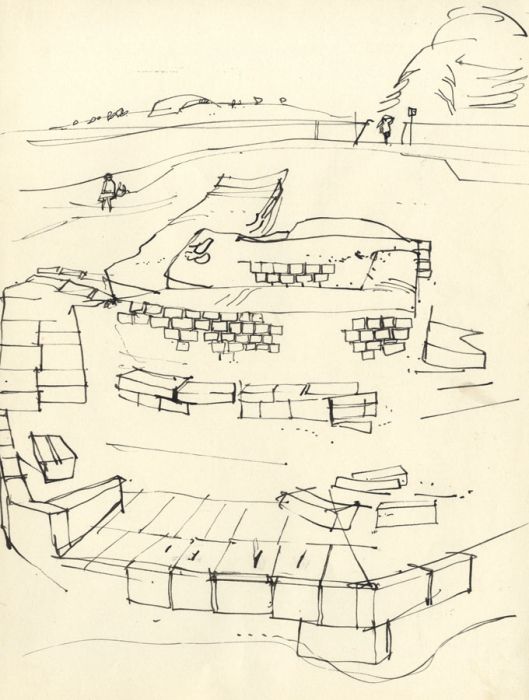 Paul Sharp - Mid 20th Century Pen and Ink Drawing, Stone Ruins