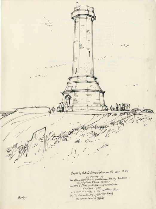 Paul Sharp - Mid 20th Century Pen and Ink Drawing, Nelson Monument, Hardy