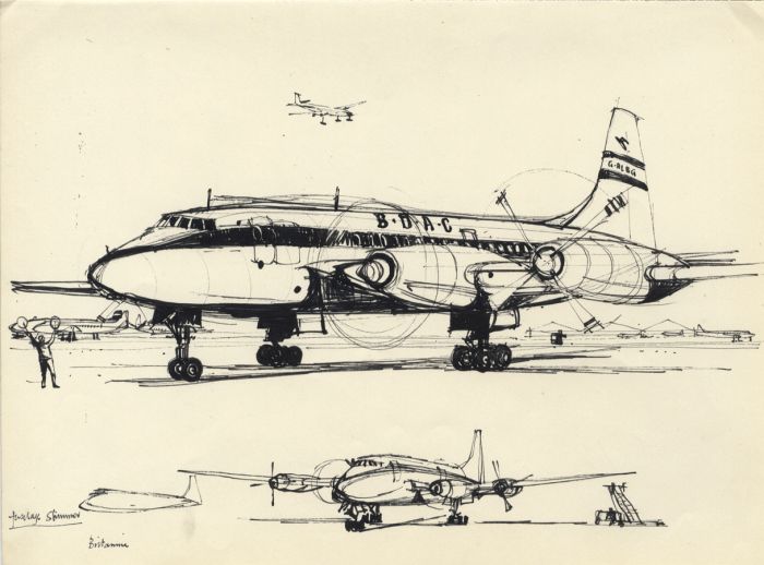 Paul Sharp - Mid 20th Century Pen and Ink Drawing, Aeroplanes