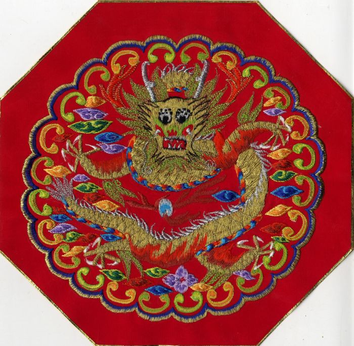 Contemporary Chinese Silk Embroidered Octagonal Panel
