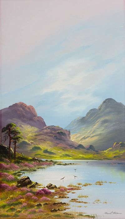Frank Holmes - Early 20th Century Gouache, Lake Scene