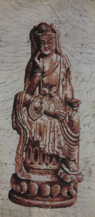 Chinese Mid 20th Century Batik - Buddhist Statue