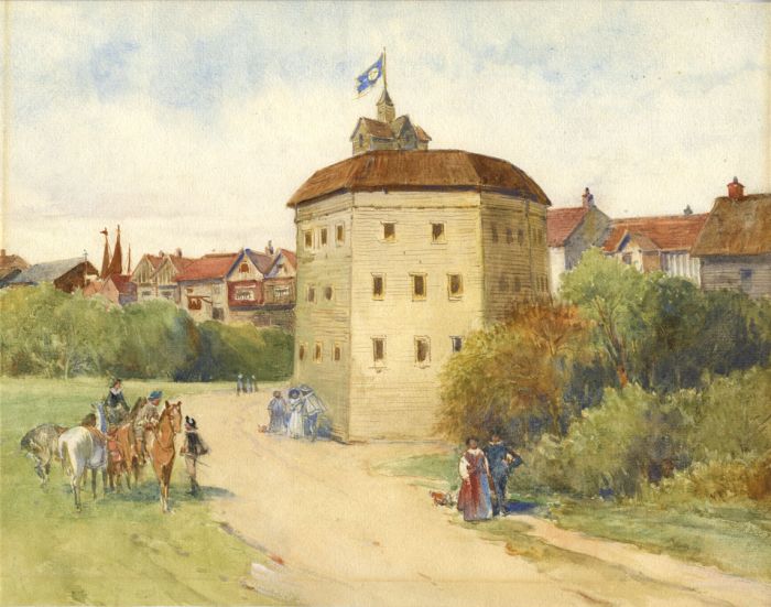 19th Century Watercolour - The Globe Theatre - Bankside, London