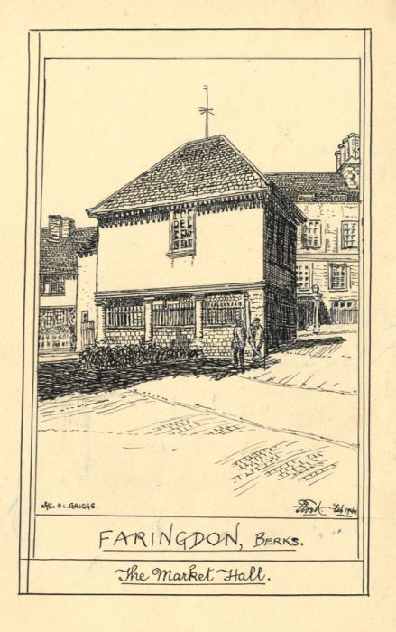 Frank Ford - 1940 Pen and Ink Drawing, The Market Hall - Faringdon, Berks.