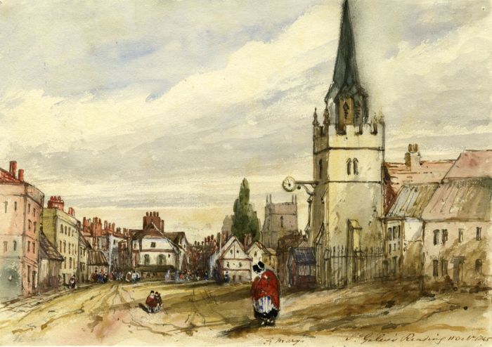 1845 Watercolour - St Giles', Reading