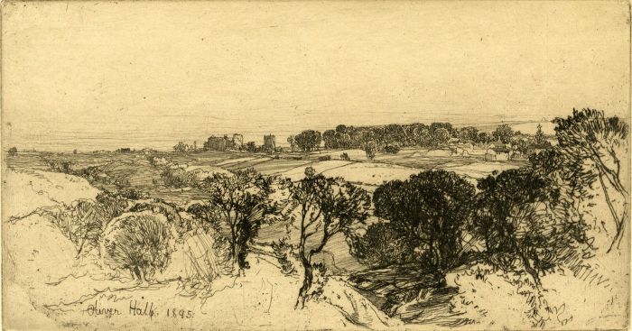 Oliver Hall - 1895 Etching, Trees in a Landscape