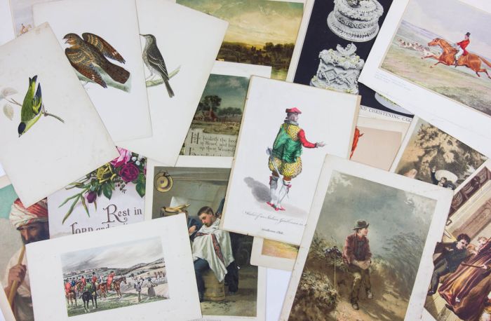 Set of 18 Antique Coloured Prints - Landscapes and Animals