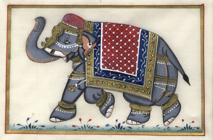 Mid 20th Century Gouache - Decorated Indian Elephant Illustration
