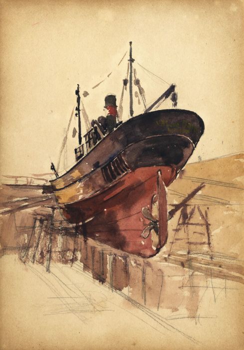 Alexander Brantingham Simpson RI - 1929 Watercolour, Val de Seine, Cherbourg