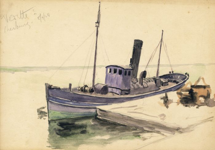 Alexander Brantingham Simpson RI - 1928 Watercolour, Vedette de Cherbourg