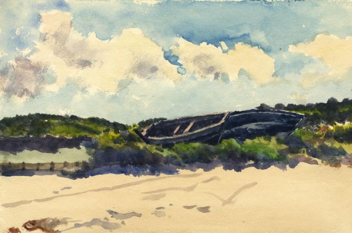 Alexander Brantingham Simpson RI - 1929 Watercolour, Boats on the Shore
