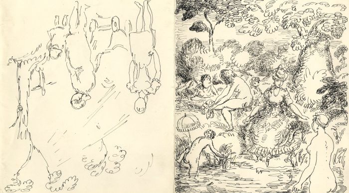 Harold Hope Read - Mid 20th Century Pen and Ink Drawing, Figures in a Landscape