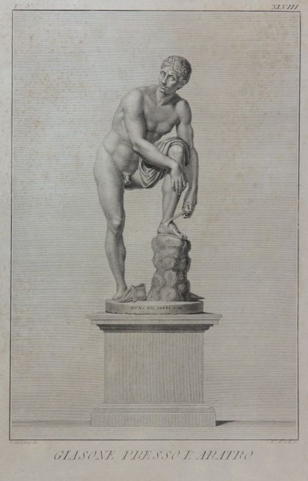 Alessandro Moschetti - Large 1790 Engraving, Giasone Presso L'Aratro - Sculpture