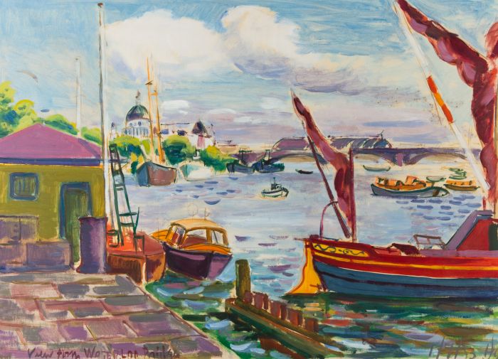 Hall - 1953 Acrylic, View from Waterloo Bridge