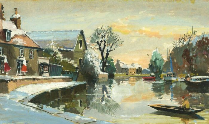 Bert Pugh (b.1904) - Mid 20th Century Gouache, River Ouse in Winter