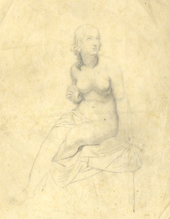 Early 20th Century Graphite Drawing - "Sabrina" After W.C. Marshall's Sculpture