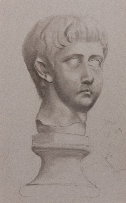 Early 20th Century Graphite Drawing - Sculpture of a Head
