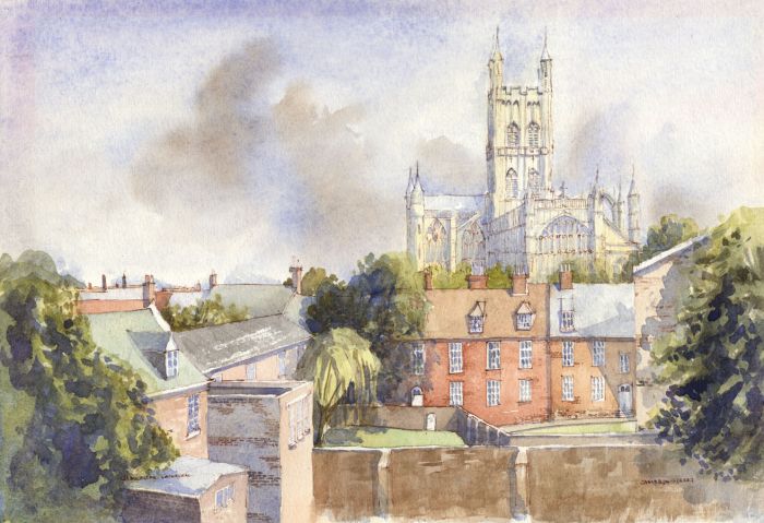 Frederick Cameron-Street  - 1987 Watercolour, Gloucester Cathedral
