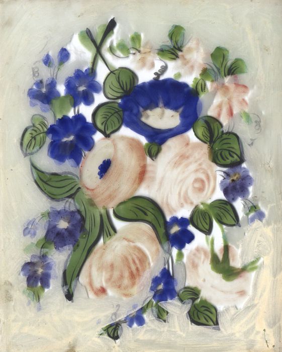 Mid 20th Century Oil on Glass - Florals